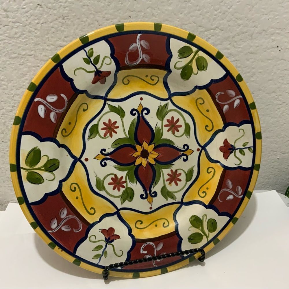 PIER 1 Vallarta 13" Chop Plate Platter Charger Handpainted Earthenware Tuscan